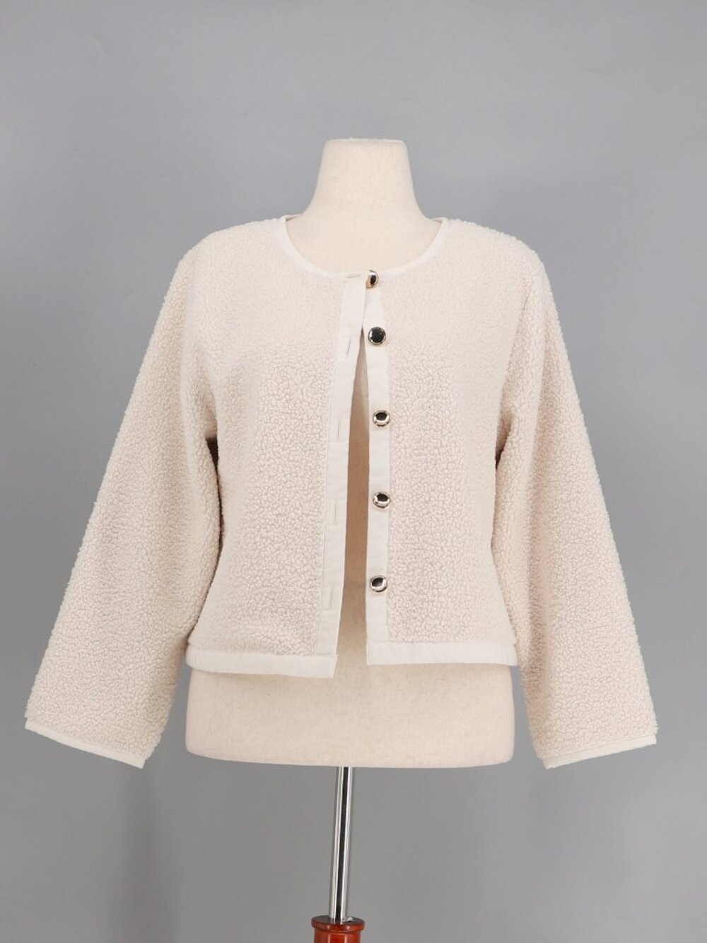 ANN TAYLOR Ivory Whisper Sherpa Jacket Size L